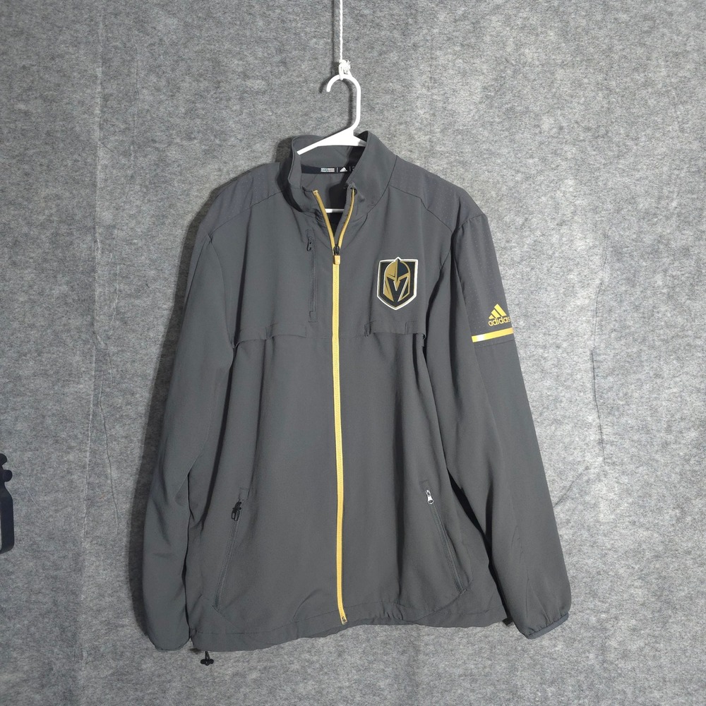 Adidas Vegas Golden Knights Mens L Grey NHL Full Zip Softshell Jacket Hockey